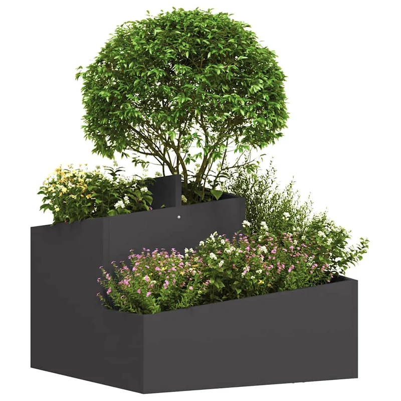 Macetero De Jardín Negro 60 X 60 X 50 Cm Acero Laminado En Frío