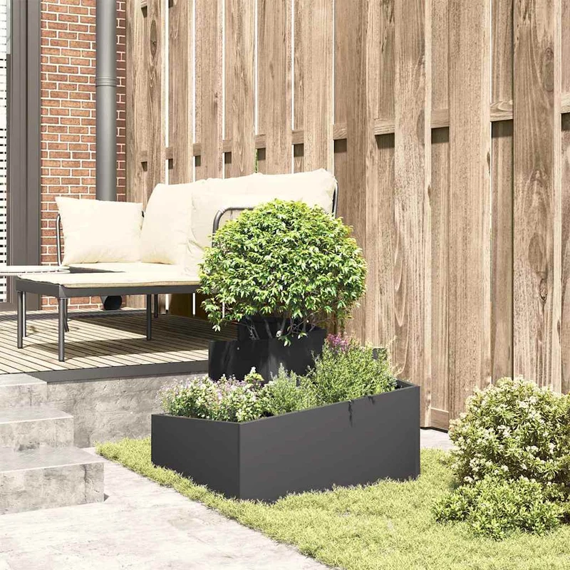 Macetero De Jardín Negro 60 X 60 X 50 Cm Acero Laminado En Frío