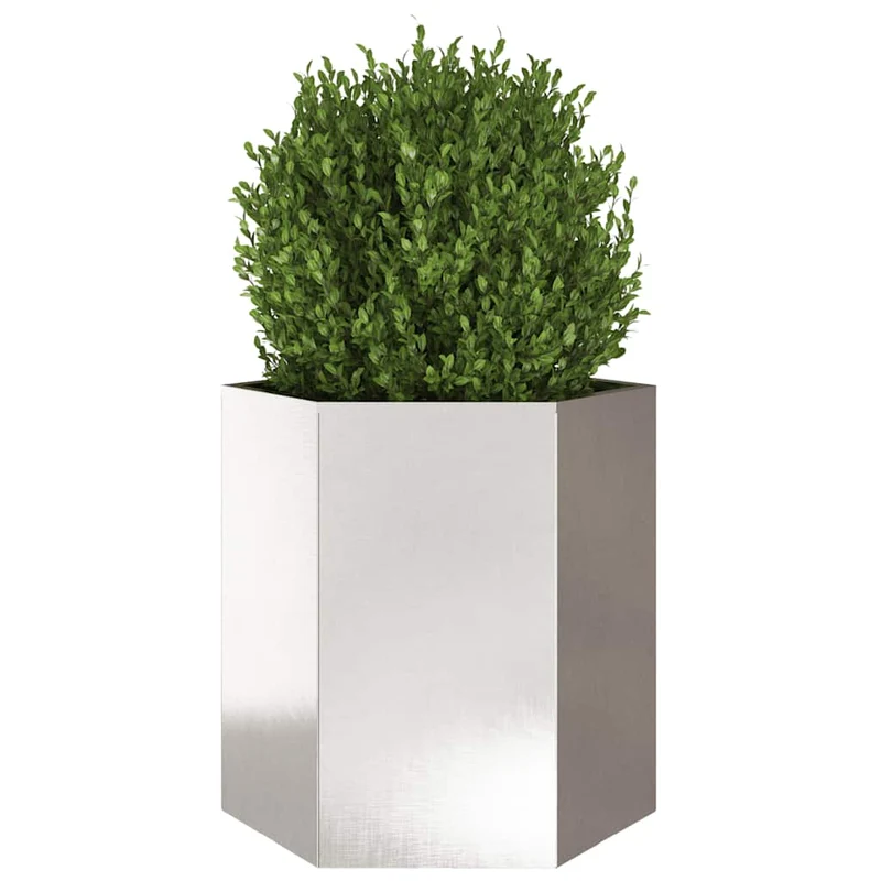 Jardineras Hexagonales 2 Uds Acero Inoxidable 46x40x45 Cm