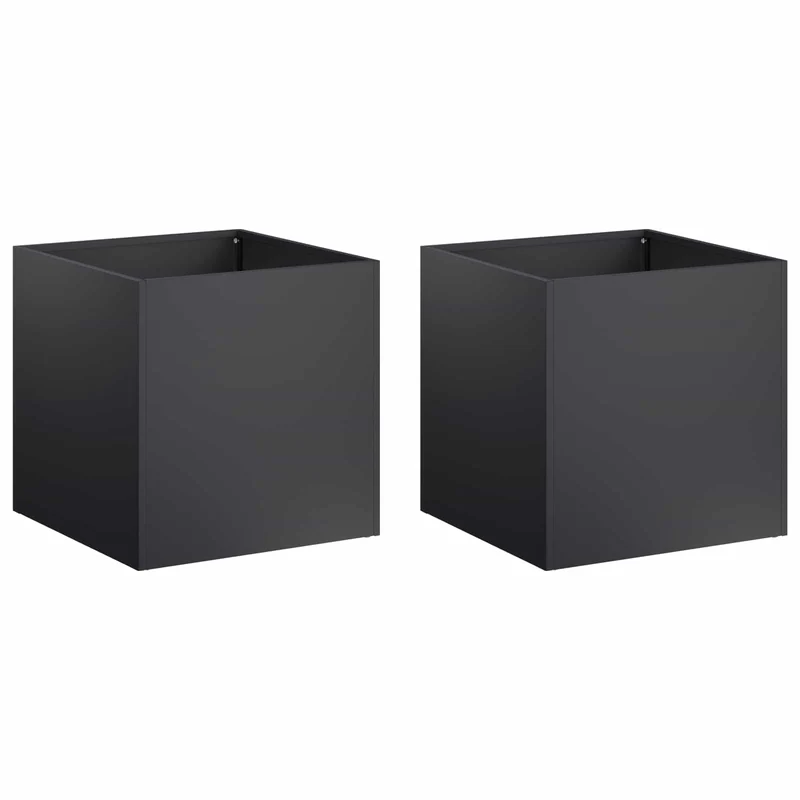 Macetero De Jardín 2 Uds. Negro 35 X 35 X 35 Cm