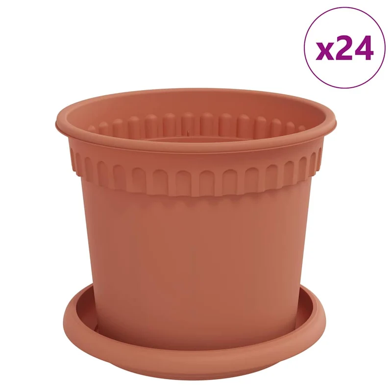 Macetas 24 Uds. Rojo Ladrillo Plástico