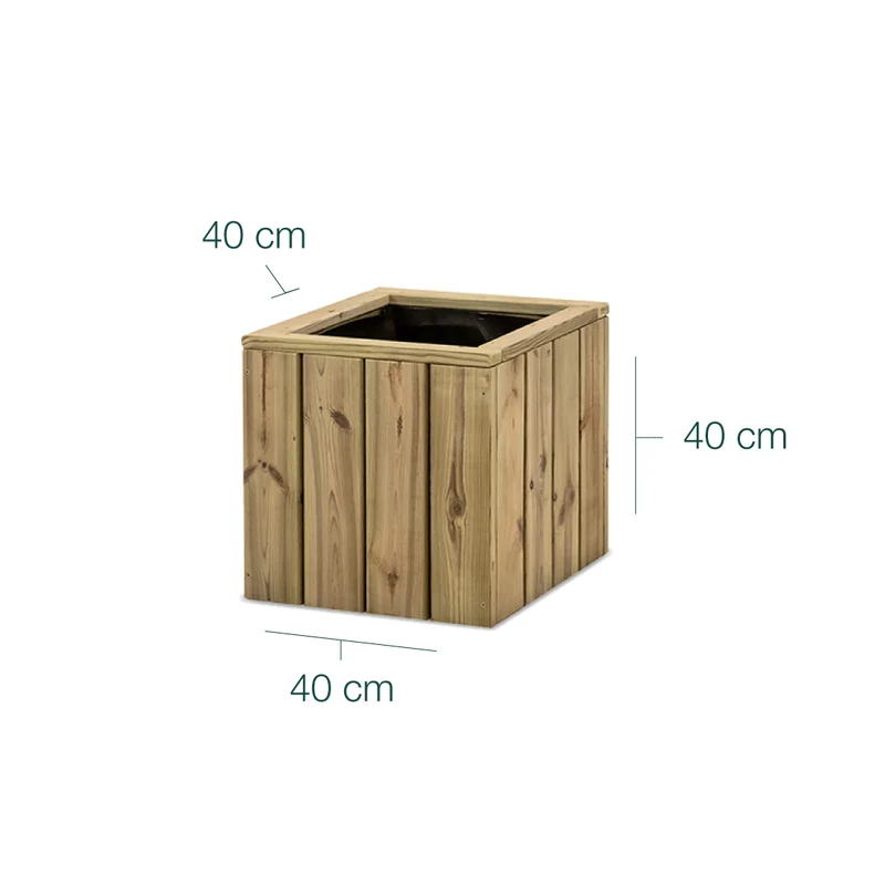 Jardinera De Madera Para Exterior 40x40x40 Cm Atrium Hortalia