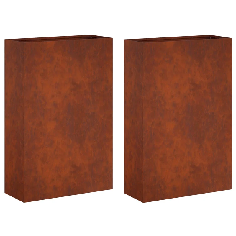 Macetero De Jardín 2 Uds. Oxidado 40 X 20 X 75 Cm Acero Oxidado
