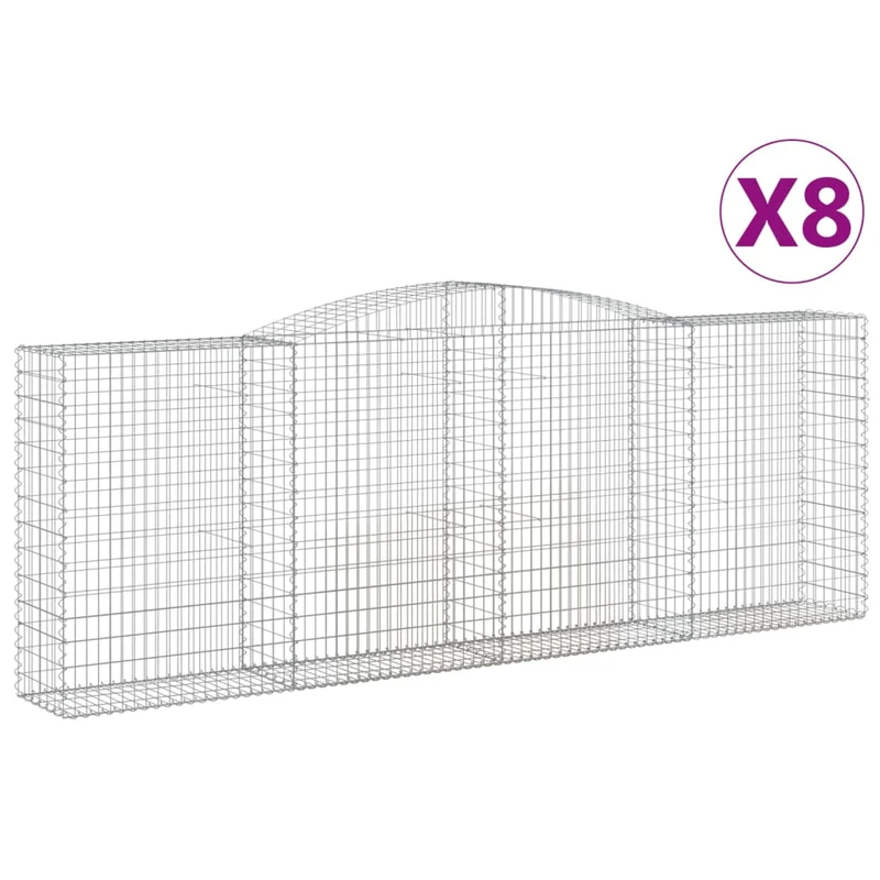 Cestas Gaviones 8 Uds Forma De Arco Hierro 400x50x140/160 Cm
