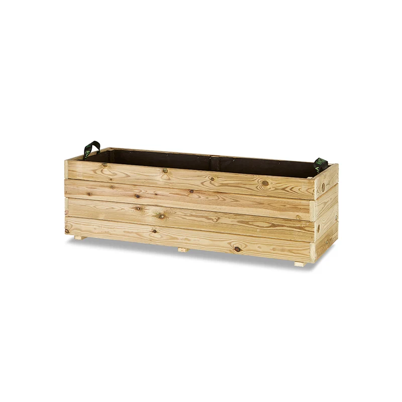 Jardinera Rectangular De Madera Tratada 120x45x40 Cm Ghio Hortalia