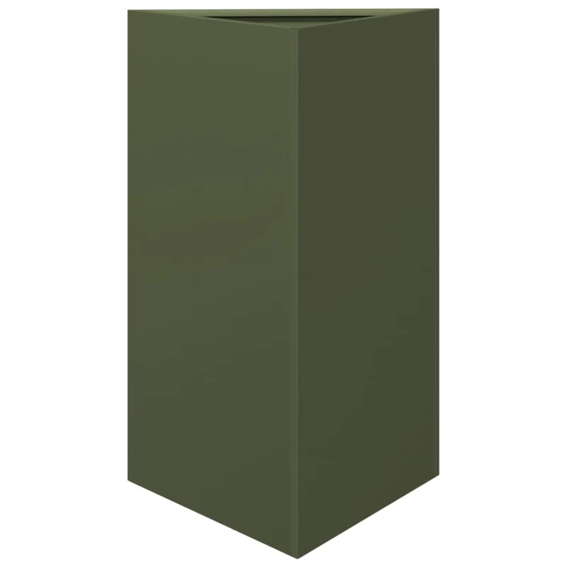 Jardineras Triangulares 2 Uds Acero Verde Oliva 50x43x75 Cm