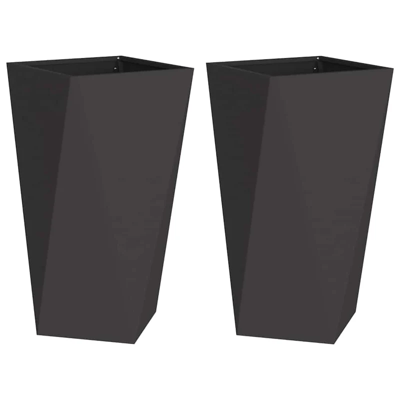 Jardinera 2 Uds. Negro 40 X 40 X 75 Cm Acero