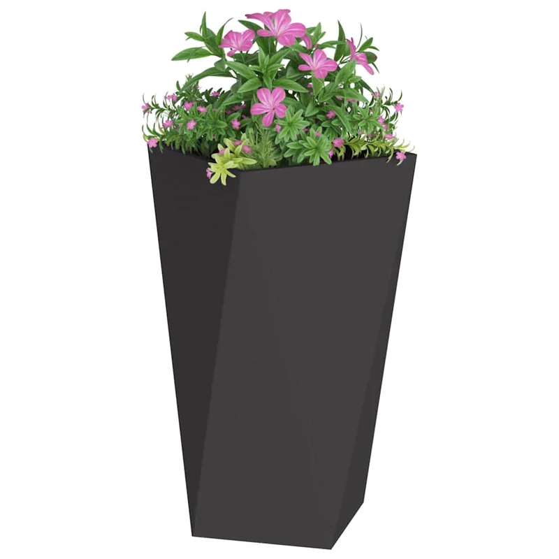 Jardinera 2 Uds. Negro 40 X 40 X 75 Cm Acero
