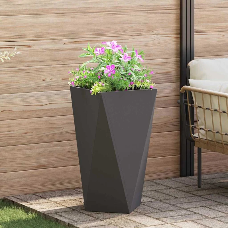 Jardinera 2 Uds. Negro 40 X 40 X 75 Cm Acero