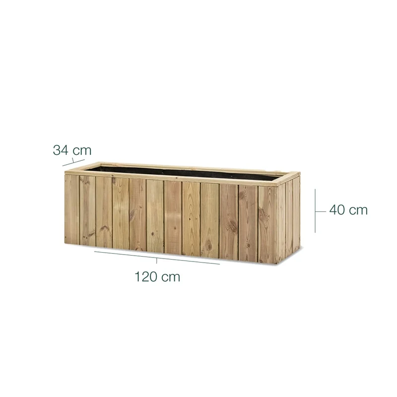 Jardinera De Madera Para Exterior 120x34x40 Cm Atrium Hortalia