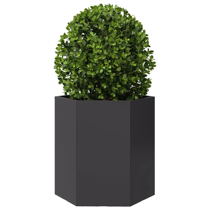 Jardinera Hexagonal Acero Negra 46x40x45 Cm