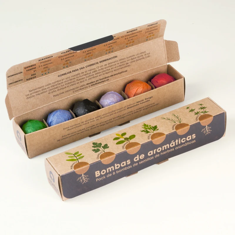 Pack 6 Bombas de Semillas de Hierbas Aromáticas – Huerto Casero de Cocina, Regalo Original - Resetea