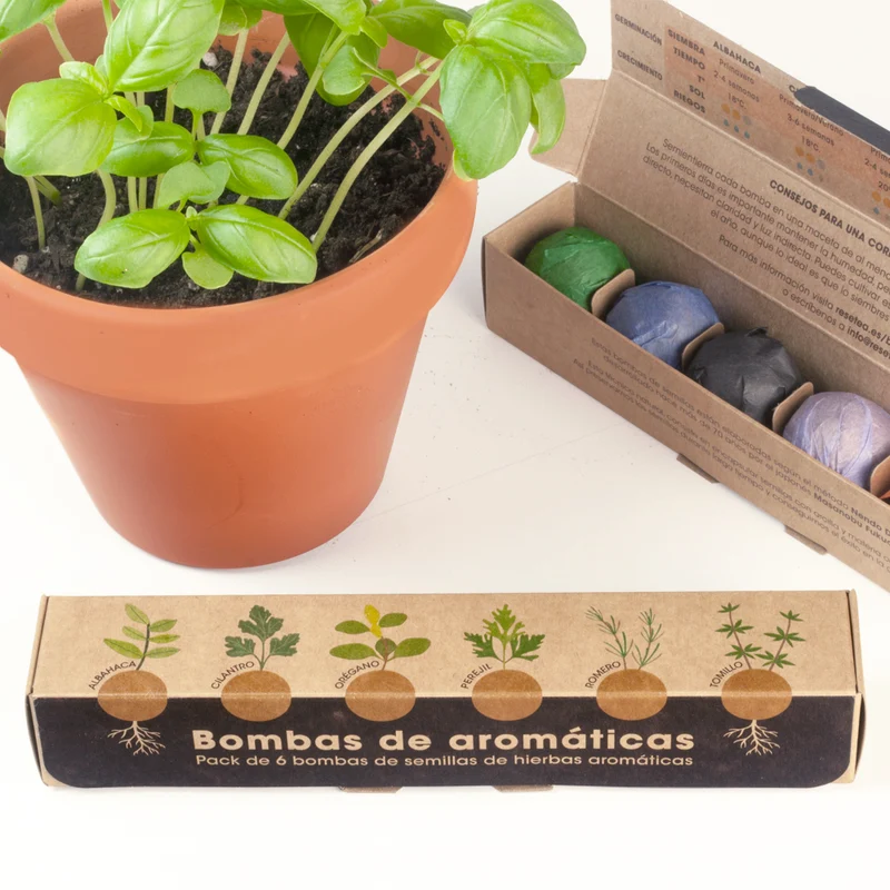 Pack 6 Bombas de Semillas de Hierbas Aromáticas – Huerto Casero de Cocina, Regalo Original - Resetea