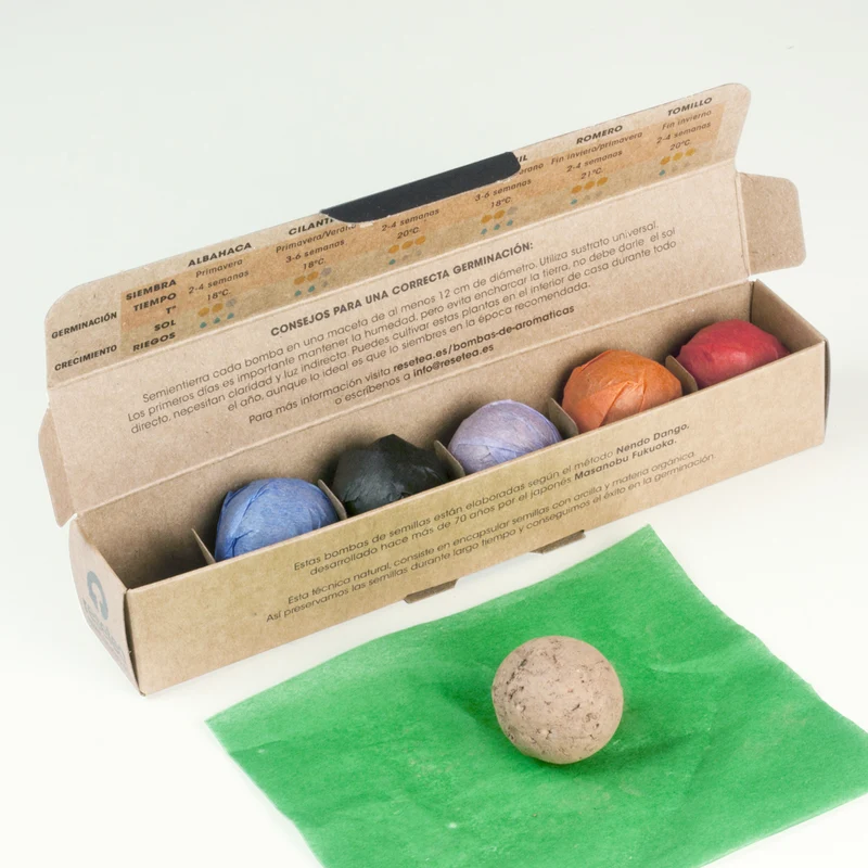 Pack 6 Bombas de Semillas de Hierbas Aromáticas – Huerto Casero de Cocina, Regalo Original - Resetea