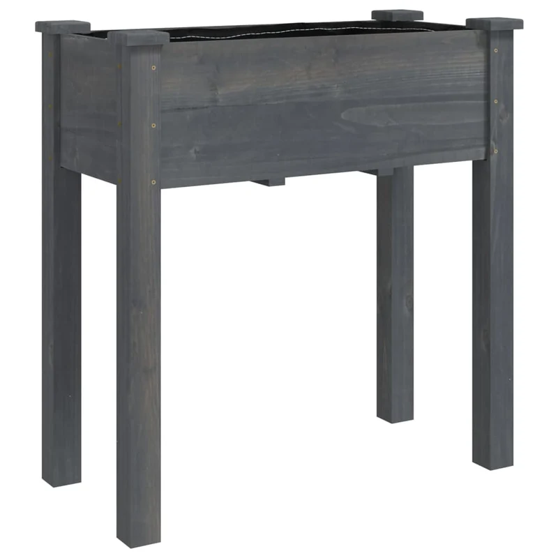 Jardinera Con Forro Interior Madera Abeto Gris 71x37x76 Cm