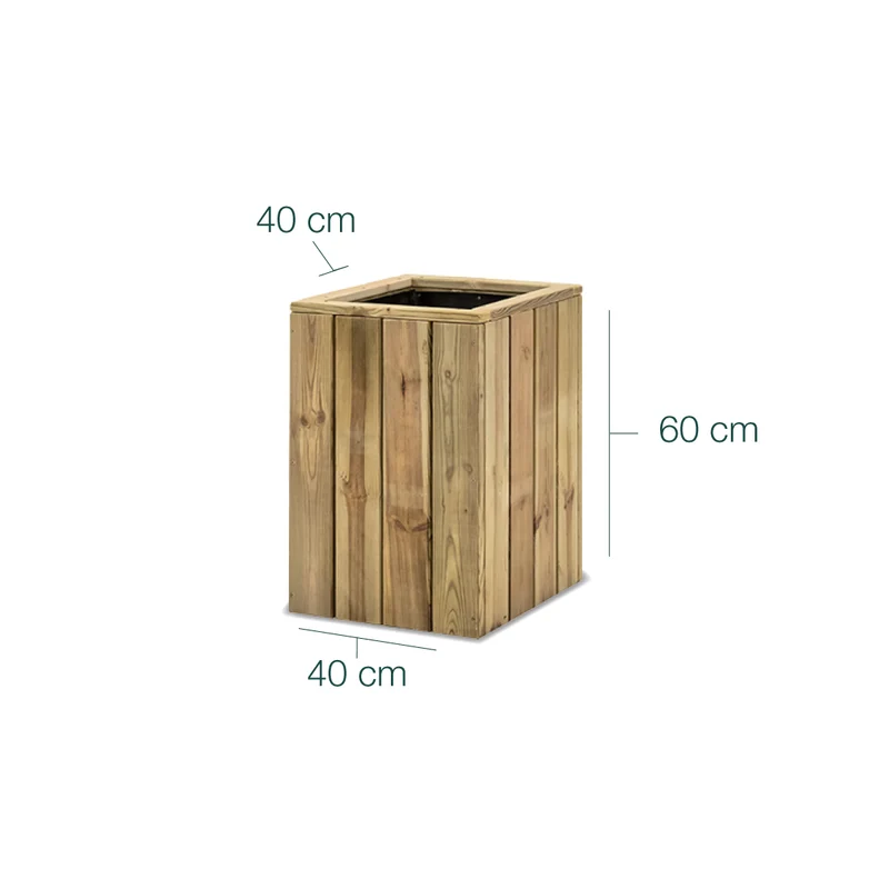 Jardinera De Madera Para Exterior 40x40x60 Cm Atrium Hortalia