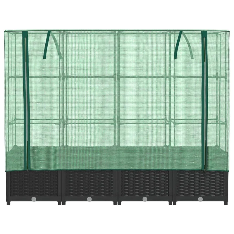 Jardinera Elevada Con Cubierta De Invernadero Aspecto Ratán 160x40x138 Cm