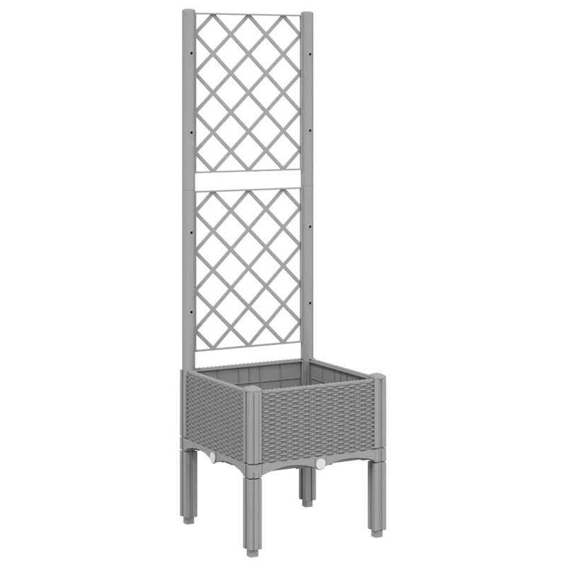 Jardinera Con Enrejado Pp Gris Claro 40x40x142 Cm
