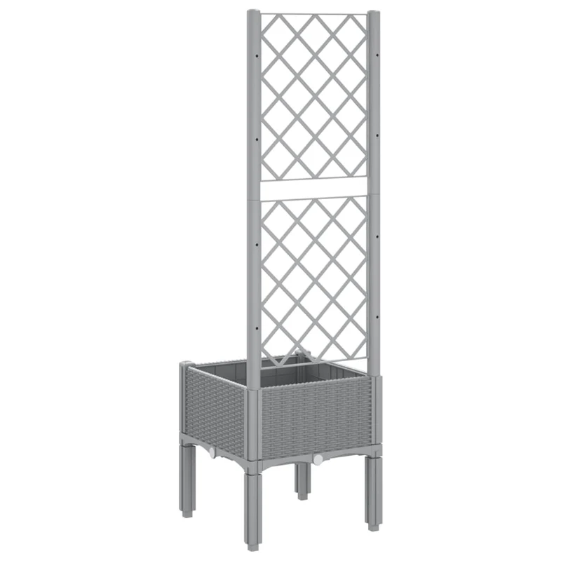 Jardinera Con Enrejado Pp Gris Claro 40x40x142 Cm