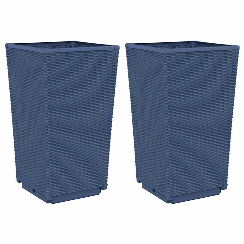 Jardineras 2 Unidades Pp Azul Gris 32,5x32,5x57 Cm