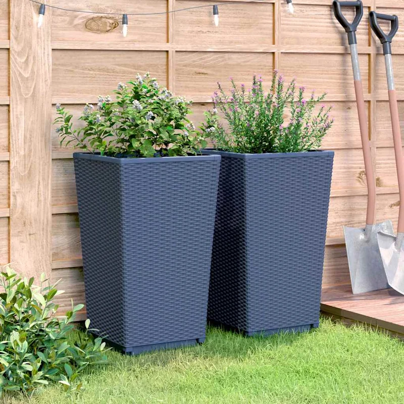 Jardineras 2 Unidades Pp Azul Gris 32,5x32,5x57 Cm