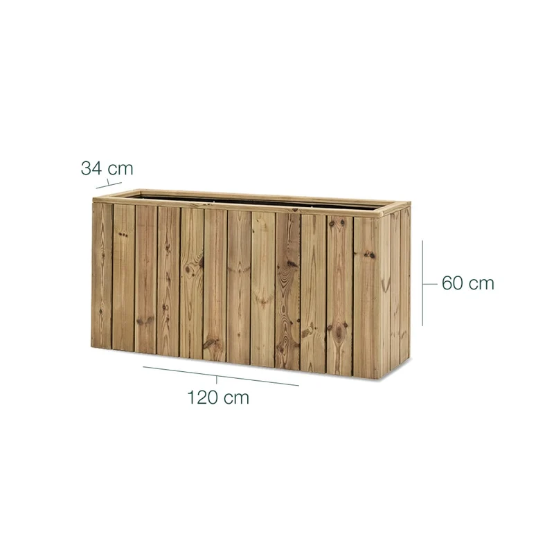 Jardinera De Madera Para Exterior 120x34x60 Cm Atrium Hortalia