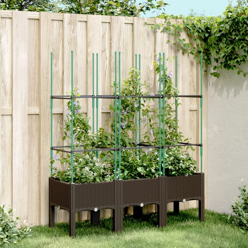 Jardinera Con Enrejado Pp Marrón 120x40x142,5 Cm