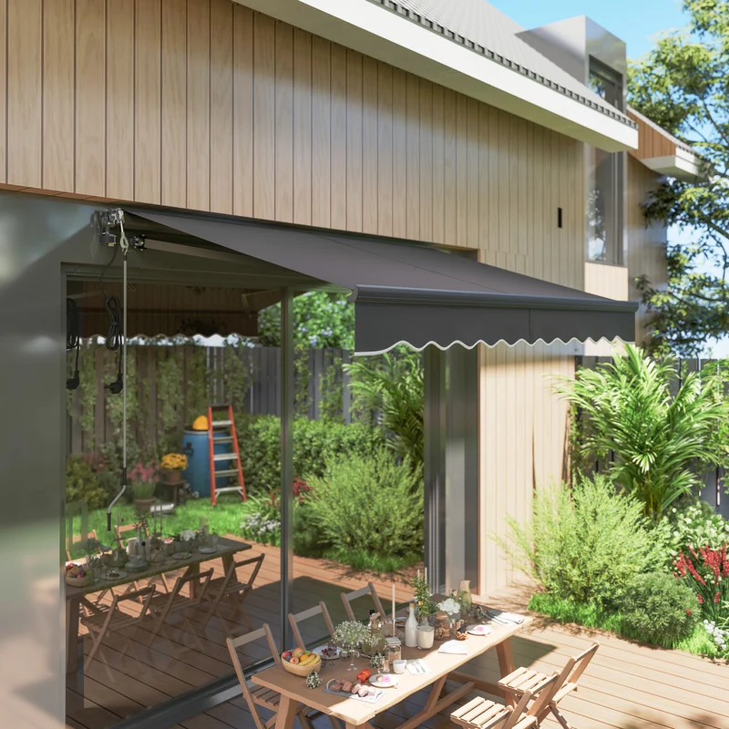 Outsunny Toldo Eléctrico Retráctil Con Mando A Distancia 3x2,5 M Gris Oscuro