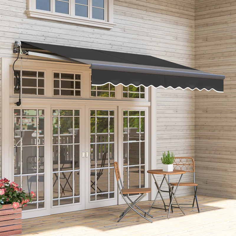 Outsunny Toldo Eléctrico Retráctil Con Mando A Distancia 3x2,5 M Gris Oscuro