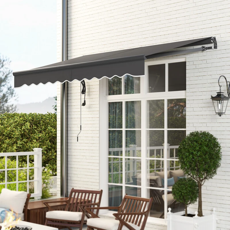 Outsunny Toldo Eléctrico Retráctil Con Mando A Distancia 3x2,5 M Gris Oscuro