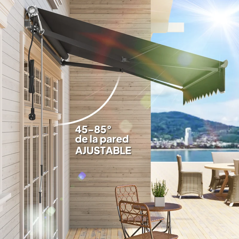 Outsunny Toldo Eléctrico Retráctil Con Mando A Distancia 3x2,5 M Gris Oscuro