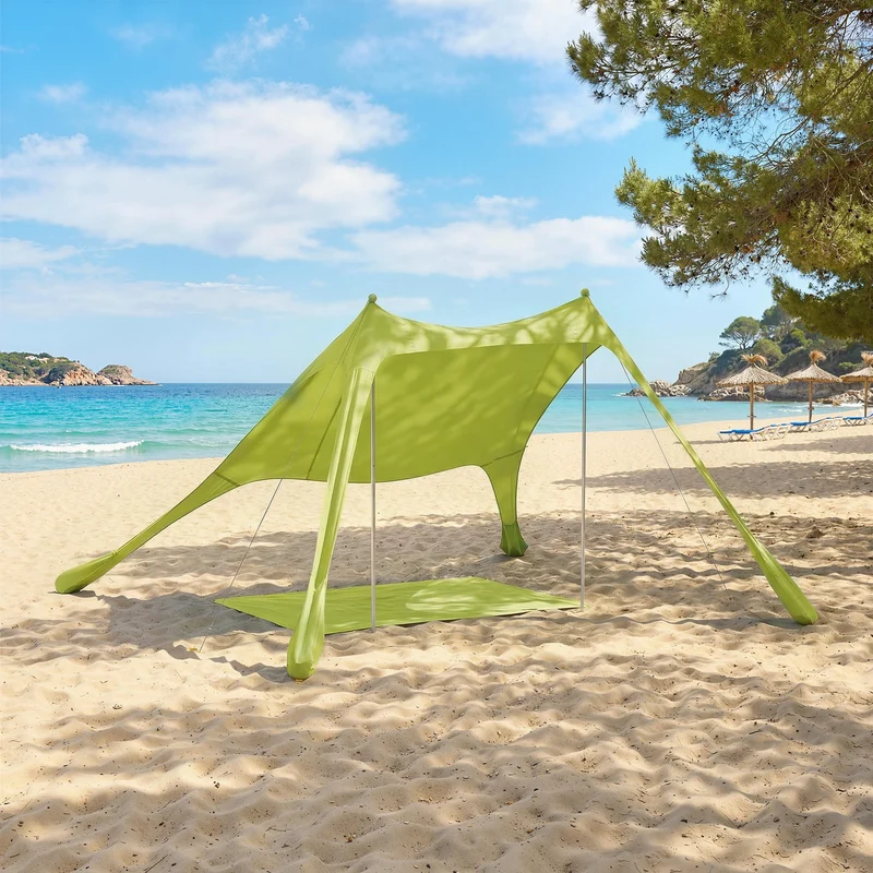 Outsunny Carpa Playa Plegable Con Esterilla Upf50+ Postes De Aluminio Pala Bolsa
