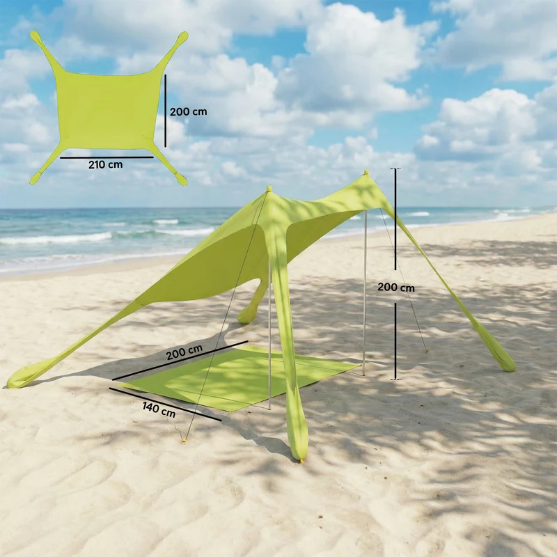 Outsunny Carpa Playa Plegable Con Esterilla Upf50+ Postes De Aluminio Pala Bolsa