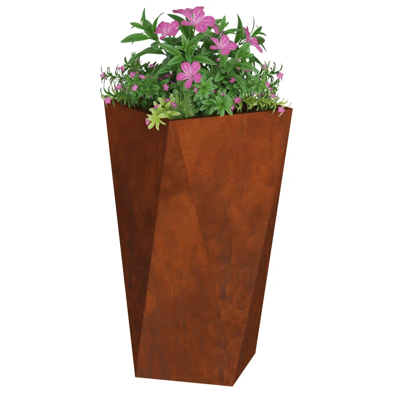 Jardinera Oxidado 40 X 40 X 75 Cm Acero Autopatinable