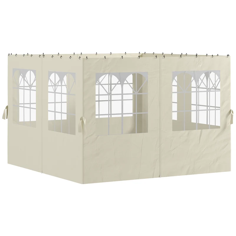 Outsunny 4 Paredes Laterales Para Cenador 3x3 M Con 8 Ventanas Crema