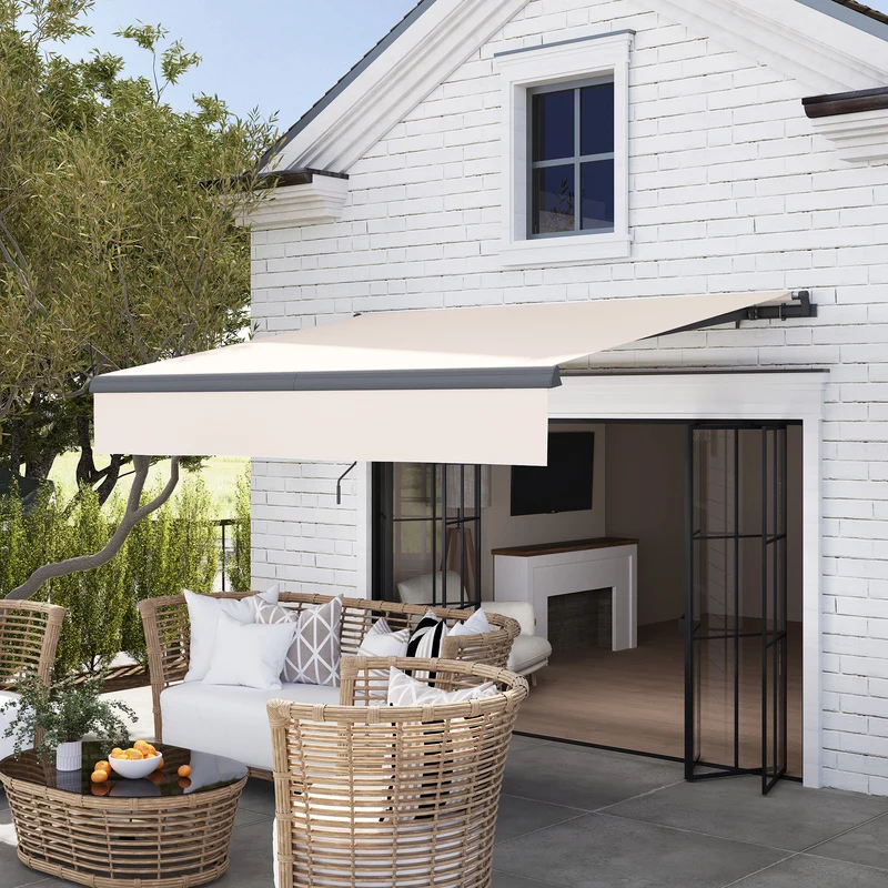 Outsunny Toldo Manual Retráctil 3x2 M Ajustable Con Manivela Protección Uv50+