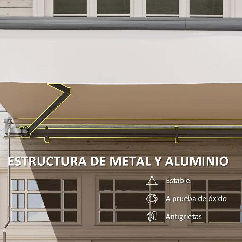 Outsunny Toldo Manual Retráctil 3x2 M Ajustable Con Manivela Protección Uv50+