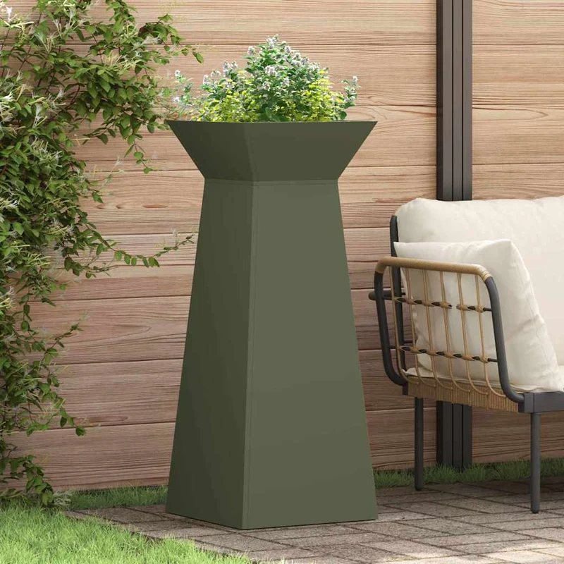 Maceta Pilar Verde Oliva 40 X 40 X 100 Cm