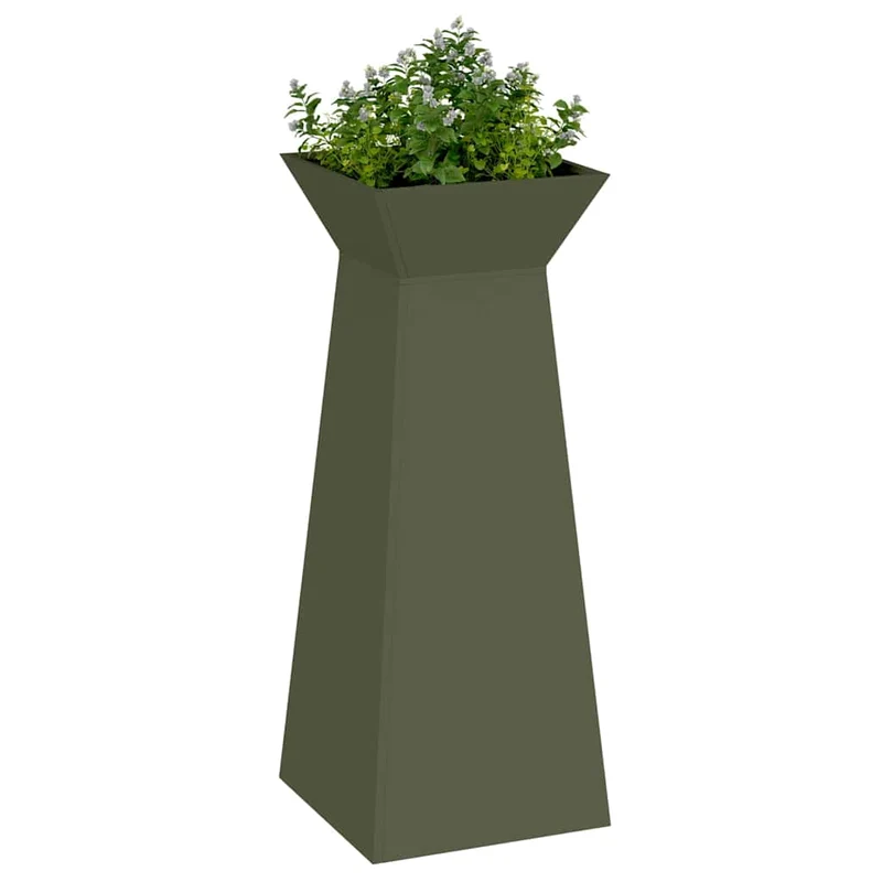 Maceta Pilar Verde Oliva 40 X 40 X 100 Cm