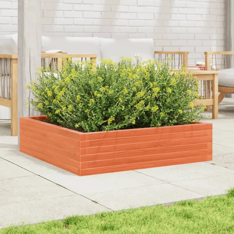 Jardinera De Madera Maciza Pino Marrón Cera 90x90x23 Cm
