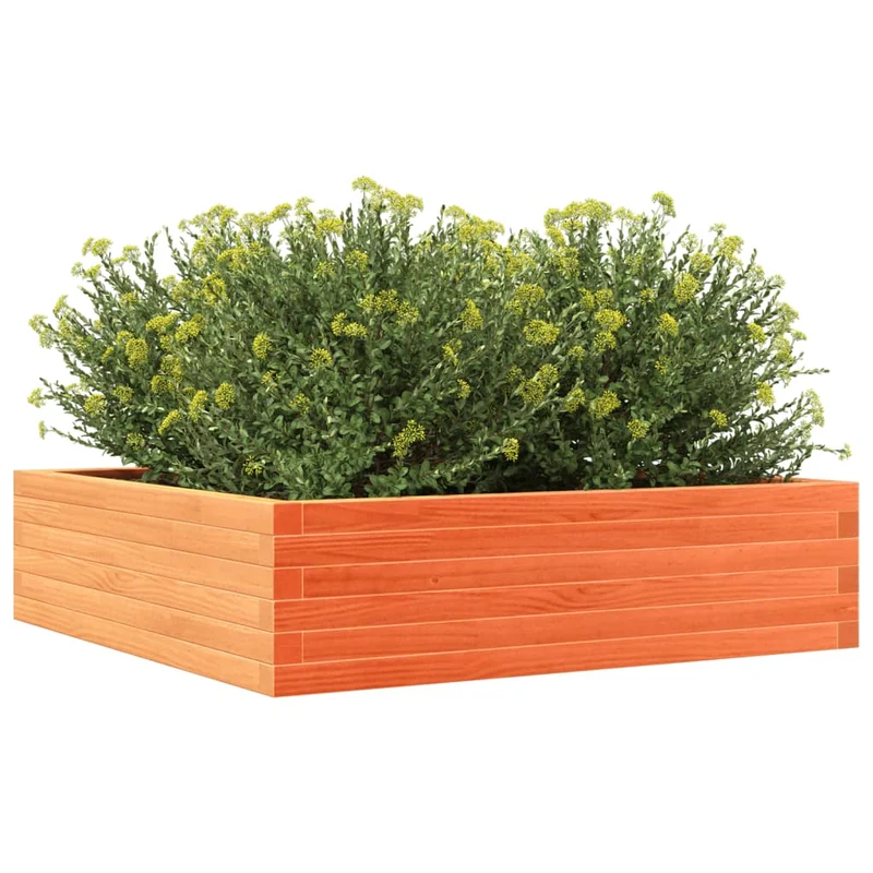 Jardinera De Madera Maciza Pino Marrón Cera 90x90x23 Cm