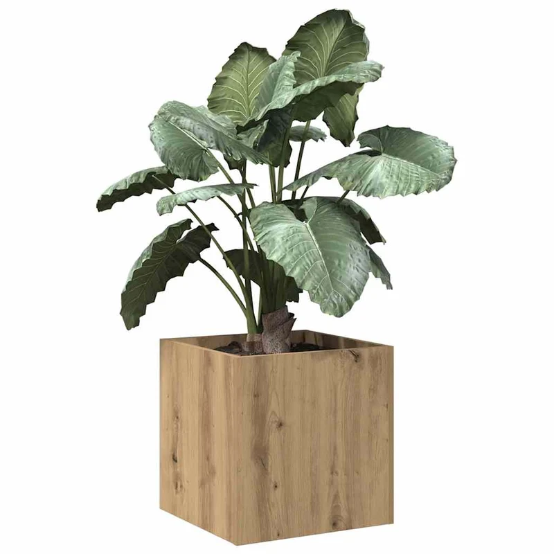 Jardinera De Madera Contrachapada Roble Artesanal 40x40x40 Cm