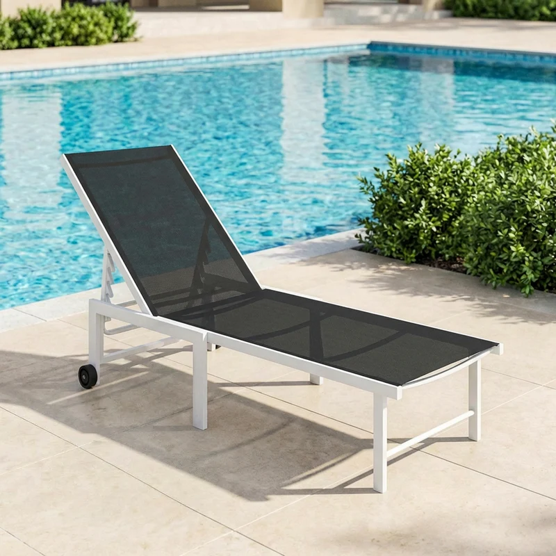Outsunny Tumbona Jardín Exterior Con Ruedas Respaldo Ajustable 166x60x84 Cm Gris