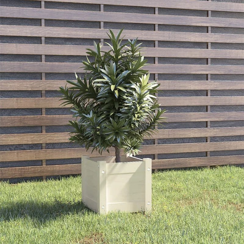 Jardinera De Madera Maciza De Pino Blanco 31x31x31 Cm