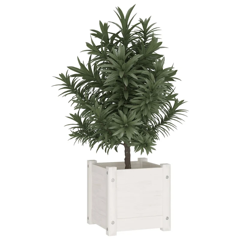 Jardinera De Madera Maciza De Pino Blanco 31x31x31 Cm