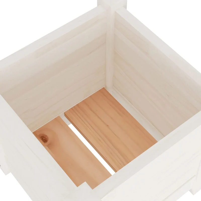 Jardinera De Madera Maciza De Pino Blanco 31x31x31 Cm