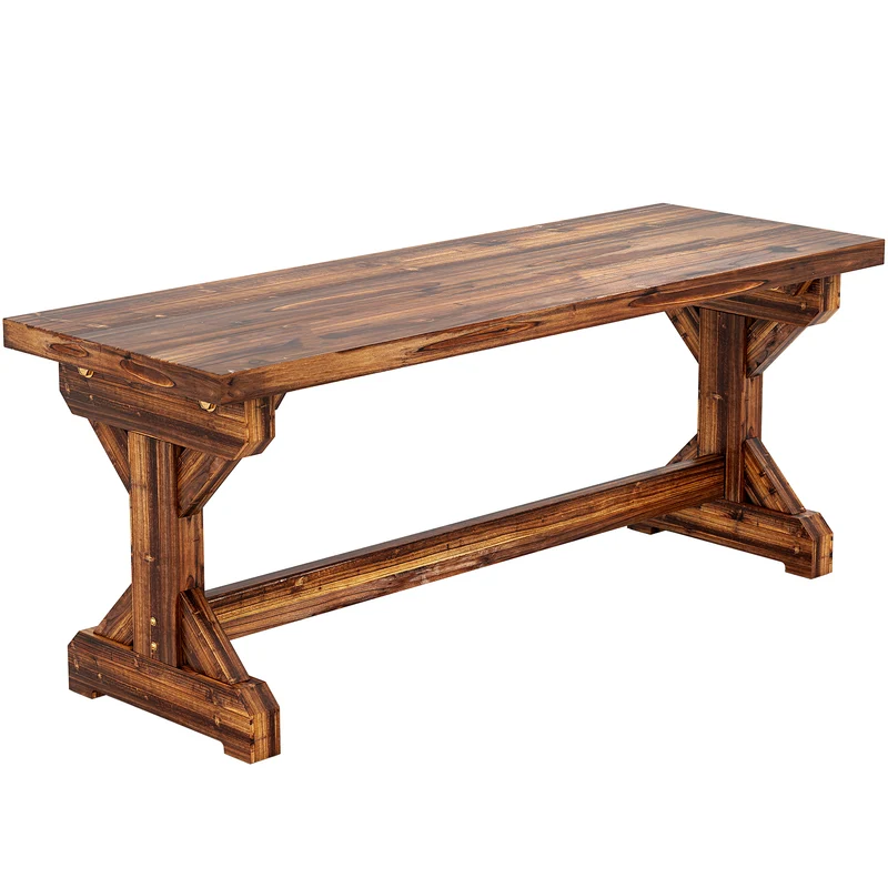 Outsunny Banco De Jardín De Madera Rústico De 2 Plazas 114x40x46 Cm Carbonizado