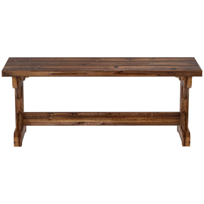 Outsunny Banco De Jardín De Madera Rústico De 2 Plazas 114x40x46 Cm Carbonizado