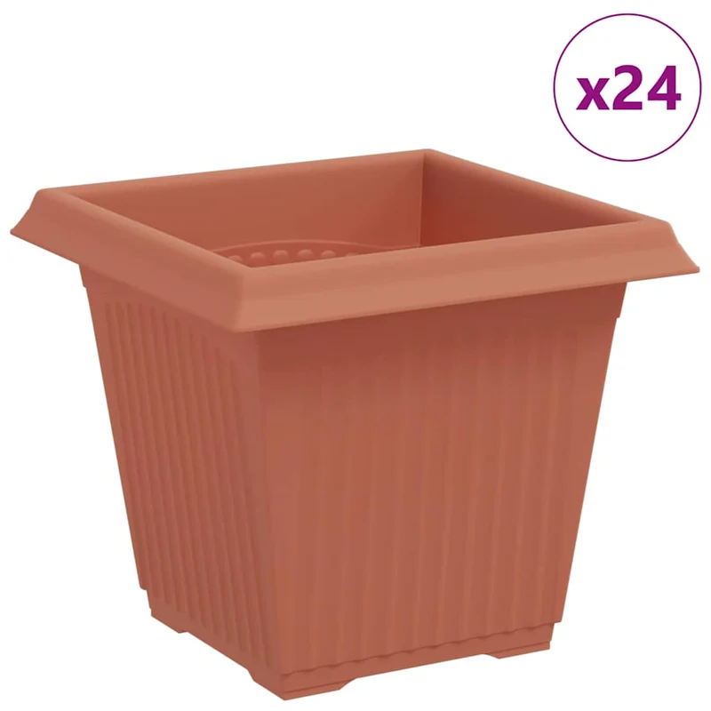 Maceta Cuadrada Para Flores 24 Uds. Rojo Ladrillo Plástico