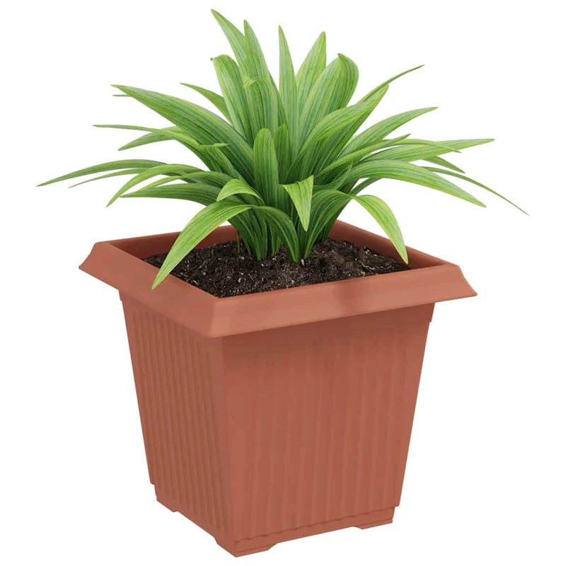 Maceta Cuadrada Para Flores 24 Uds. Rojo Ladrillo Plástico